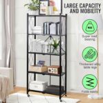 SKY-TOUCH Foldable Storage Organizer 5 Tier, Storage Shelves Kitchen Cabinet Storage Rack, Shelf Storage Multipurpose Rack for Living Room Bedroom Kitchen Garage Black 71x34x175cm - Image 4