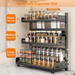 U-HOOME Spices Organizer For Cabinet,Metal Height-Adjustable Standing Spice Rack Seasoning Organizer Rack,Countertop Organizer Kitchen Storage & Organization Shelf for Pantry Bathroom (40cm 3tire) - Image 5