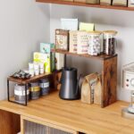 Kitchen Countertop Organizer, Spice Rack Cabinet Organizer Shelf Stackable Counter Corner Shelves Organization and Storage for Pantry, Counter top, Coffee Station Wood Rustic Brown - Image 5