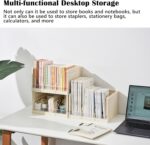 Foldable Desktop Bookshelf - Cream Tabletop Book Organizer with Multi-Storage, Space-Saving Design for Office, Home & Classroom, Compact Shelf for Books, Art Supplies & Stationery (Easy Assembly) - Image 2