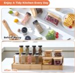 Kitchen Spice Rack Organizer for Cabinet, 2 Tier Expandable Bamboo Kitchen Shelf Organizer, Cupboard Organizers and Storage Great for Kitchen Cabinet, Cupboard,Pantry and More - Image 5