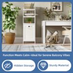HITNET Bamboo Tilt Out Hamper, 10 Gal Bathroom Laundry Cabinet with Hidden Foldable Basket, Freestanding Clothes Storage Organizer with Storage Shelf, White - Image 5