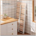 4NM No-Assembly 5 Tiers Folding Bookshelf Storage Shelves Vintage Bookcase Standing Racks Study Organizer Home Office (Natural and White) - Image 4
