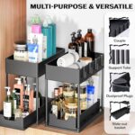 MARKQ Under Sink Organizer – 2-Tier Sliding Storage Rack with Hooks | Multi-Purpose Cabinet Storage for Kitchen, Bathroom & Laundry | Space-Saving Non-Slip Stand (Black) - Image 2