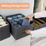 Closet Organizer, 12-Cell Drawer Storage Box for Clothes Jeans Pants Sweaters Towels T-Shirts, Wardrobe Shelf Divider for Home Closet Storage, Foldable Durable Fabric Organizer, 1 Pcs Gray - Image 6