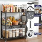 3 Tier Foldable Storage Shelves with Wheels, Metal Collapsible Organization Storage Rack, No Assembly Portable Metal Shelving, Bookshelf for Kitchen, Bedroom, Pantry, Garage, Display - Image 4