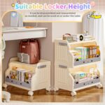 INFOSUN Children's Toy Storage Organizer, Kids Bookshelf Foldable, Plastic Storage Cabinet with Snap-on Design, 360° Swivel Casters, Suits for Books, Toys, and Baby Wtems (84*41.5 *27 cm, three-layer) - Image 5