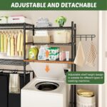Over The Washer and Dryer Storage Shelf, Laundry Room Organization Storage Rack with Laundry Hamper, Clothes Drying Rack for Hanging Towels and Drying Clothes - Image 4
