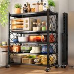 Metal Shelf Storage Shelves, Foldable Kitchen Stand Storage Shelves, Shelf Unit with X Side Frame, High Density Mesh for Garage, Pantry, Bathroom (28.5x14.5x64cm-5 Tiers) - Image 2
