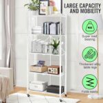 SKY-TOUCH Foldable Storage Shelves 5 Tier, Storage Racks Kitchen Cabinet, Shelf Storage Multipurpose Rack for Living Room Bedroom Kitchen Garage Easy Assembly White 5-shelf - Image 3