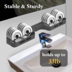 Corner Shower Caddy, U Shaped Rotating Wall Mounted Corner Shelf, Stainless Steel Punching Free Bathroom Storage Shelves, Foldable Kitchen Counter Organizer, Dark Grey, 2 Pack - Image 7