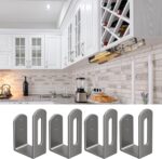Under Cabinet Cutting Board Organizer and Pot Lid Rack, 4-Piece Stainless Steel Kitchen Storage Holder, Space Saving Chopping for Countertop and Under Shelf, Durable Easy Install, Grey