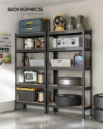 SONGMICS 5-Tier Storage Shelves, Set of 2 Garage Storage, Boltless Assembly, Adjustable Shelving Units, 11.8 x 29.5 x 59.1 Inches, Load 1929 lb Each, Shed Warehouse Basement, Black UGLR300B02 - Image 2
