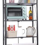 Letusto Heavy Duty Foldable Collapsible Shelf with Wheels with Breaks - Folding Metal Frame Shelving Pantry Organizer System Rack - Shelves with No Assembly Required (Black, 5 Tier)