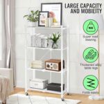 SKY-TOUCH Foldable Storage Organizer 4 Tier, Storage Shelves Kitchen Cabinet Storage Rack, Shelf Storage Multipurpose Rack for Living Room Bedroom Kitchen Garage White - Image 3