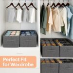 Closet Organizer, 12-Cell Drawer Storage Box for Clothes Jeans Pants Sweaters Towels T-Shirts, Wardrobe Shelf Divider for Home Closet Storage, Foldable Durable Fabric Organizer, 1 Pcs Gray - Image 7