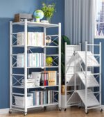 5-Tier Storage Shelving,Display Rack Storage Shelf Organizer,Foldable Storage Shelves Unit,Metal Organizers Rolling Cart Display Rack,Shelf Home Kitchen Laundry Closet Cabinet