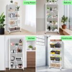 SKY-TOUCH Foldable Storage Shelves 5 Tier, Storage Racks Kitchen Cabinet, Shelf Storage Multipurpose Rack for Living Room Bedroom Kitchen Garage Easy Assembly White 5-shelf - Image 7