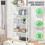 Sulfar 5 Tier Foldable Storage Shelves | Multipurpose Storage Rack for Kitchen, Living Room, Bedroom, Garage | Easy Assembly Cabinet Organizer Shelf (White) | 5-Shelf - Image 6