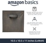 Amazon Basics Collapsible Fabric Storage Cube/Organiser with Handles, Pack of 6, Solid Grey, 26.6 x 26.6 x 27.9 cm - Image 2