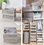 Stackable Storage Bins, Plastic Clothes Drawer Organizer, Wardrobe Storage Box Shelf Basket, Foldable Sliding Bins for Cabinet, Laundry, Bedroom Closet, Office Supplies, White 3 Pcs - Image 3