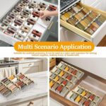 SKY-TOUCH Spice Drawer Rack, 4 Tier- 2 Set (8 Pcs) Expandable From 11" to 22" Clear Acrylic Seasoning Jars Drawers Organizer, Kitchen Drawers, Cabinets Countertops Expandable Storage for Spice Jars - Image 8