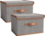 Wardrobe Clothes Organizer, 2-Pack Clothes Drawer Organizer with Lid, Foldable Storage Boxes for Shelves, Clothes Storage Bins for Organizing Clothing, Toys, Books (Grey) - Image 8
