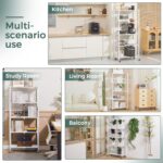 DEANIC 5-Shelf Folding Bookcase with Wheels, Heavy Duty Storage Shelves, Freestanding Metal Wire Shelving Unit for Living Room, Office, Kitchen, Basement, Pantry (White) - Image 9