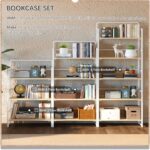 4NM No-Assembly 5 Tiers Folding Bookshelf Storage Shelves Vintage Bookcase Standing Racks Study Organizer Home Office (Natural and White) - Image 5