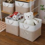 Storage Bins for Organizing (4 Pack), Extra Large Fabric Storage Baskets for Shelves with Ropes, Foldable Storage Cubes for Home, Office,Closet, Clothes, Toys Organizer(White & Beige 13x13x13 inch) - Image 3