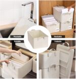 YelaJoy 4 Pcs Closet Clothes Organizer with Handle, Fabric Storage Box with Steel Frame Stackable Shelf Storage Baskets Foldable Fabric Storage Baskets for Organizing Clothes Toys,25L,White - Image 4