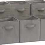 Amazon Basics Collapsible Fabric Storage Cube/Organiser with Handles, Pack of 6, Solid Grey, 26.6 x 26.6 x 27.9 cm