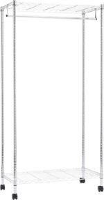 Amazon Basics Garment Rack with Top and Bottom Shelves, Chrome, 89 x 44 x 179 cm