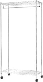 Amazon Basics Garment Rack with Top and Bottom Shelves, Chrome, 89 x 44 x 179 cm - Image 2