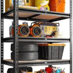Beauenty 5 Tier Heavy Duty Storage Steel Shelves, Adjustable Garage Shelving Units, Kitchen Storage Shelf Organizer, Industrial Standing Storage Shelf, (Black 4)