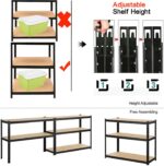 Adjustable Racing Shelves 5 Tier Garage Shelving Unit Boltless Assembly Heavy Duty Metal & MDF Storage Rack for 175g per Shelf 150x70x30cm Ideal for Racing Enthusiasts Easy Installation & Or - Image 5