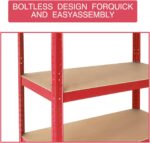 Heavy Duty 5 Tier Adjustable Garage Shelving Rack 175kg Per Shelf Boltless Assembly Metal & MDF Storage Unit 150x70x30cm 1 Bay - Image 7