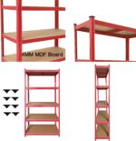 Heavy Duty 5 Tier Adjustable Garage Shelving Rack 175kg Per Shelf Boltless Assembly Metal & MDF Storage Unit 150x70x30cm 1 Bay - Image 8