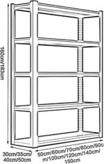 Heavy Duty Adjustable 5 Tier Metal Shelving Unit Boltless Assembly Storage Rack for Warehouse Basement Garage Office (130x40x183cm) - Image 3