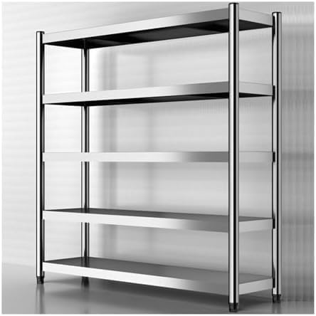 1780519783_41e-jHhEcpL._AC_.jpg Adjustable Stainless Steel Shelving Racks, Heavy Duty 5 Tier Shelving Unit for Home, Kitchen, Office, Garage, Restaurant and Warehouse (90 x 45 x 180 cm) - Image 1