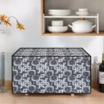 Glassiano Geometric Grey Printed Microwave Oven Cover for LG 32 Litre Convection Microwave Oven MC3286BRUM, Black - Image 3