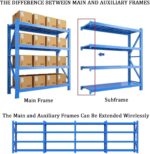 Garage Shelves 4-Tier Storage Shelves, Industrial Metal Utility Shelf Rack, Boltless Assembly, Adjustable Shelving Units For Home Office Pantry Workshop Racking(Black-B,150x50x200 cm) - Image 6