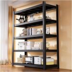Garage Shelves 5-Tier Metal Shelving Unit, Heavy Duty Adjustable Storage Rack, Boltless Assembly, Industrial Utility Shelf Rack For Supermarket Kitchen Balcony(120x40x160cm)