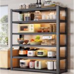 Garage Shelves 6-Tier Metal Shelving Unit, 183cm/198cm High Adjustable Garage Shelves, Industrial Utility Shelf Rack For Garage Warehouse Basement, Boltless Assembly(60x35x198cm)