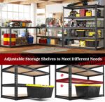 REIBII 2500LBS Garage Shelving 72''H Storage Shelves Heavy Duty Shelving 5 Tier Metal Shelves for Garage Shelves Adjustable Shelving Units and Storage for Closet Pantry Shelf, 72" H x 40" W x 20" D,2P - Image 5