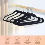 SKY-TOUCH Velvet Hangers 20 Pack - Non-Slip Premium Hangers for Clothes, Felt heavy Duty Coat Hangers with 360° Swivel Hooks for Suits, Jackets, Trousers, Jeans,Black - Image 5