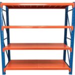 Heavy Duty Metal Warehouse 4 Steps Racking Storage Garage Shelving Steel Shelf Capacity 300kg Each Shelves (200 x 60 x 200cm) (Blue + Orange)