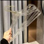 HYTTER 10 Pcs Clear Acrylic Cloth Hangers Plastic Glitter Coat Hanger Durable Non-slip Heavy Duty Suit Clothes Hangers Lightweight Space Saving Hangers for Closet Organization (Silver) - Image 4