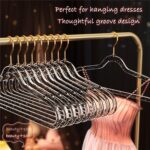 HYTTER 10 Pcs Clear Acrylic Cloth Hangers Plastic Glitter Coat Hanger Durable Non-slip Heavy Duty Suit Clothes Hangers Lightweight Space Saving Hangers for Closet Organization (Silver) - Image 3