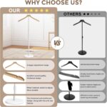 OLV Mannequin Torso, Adjustable Shirt Display Stand 30 to 41 Inches Height, Stable Dress Form Clothing Display Stand for Vendor, Portable Garment Rack for Cap and Gown, Solid Wood - Image 3